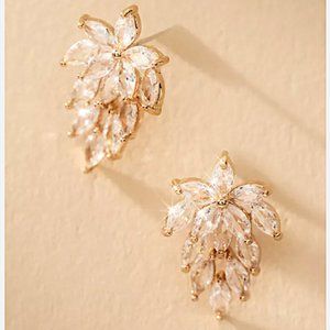 NEW~ Anthropologie Gold Crystal Cluster Post Earrings